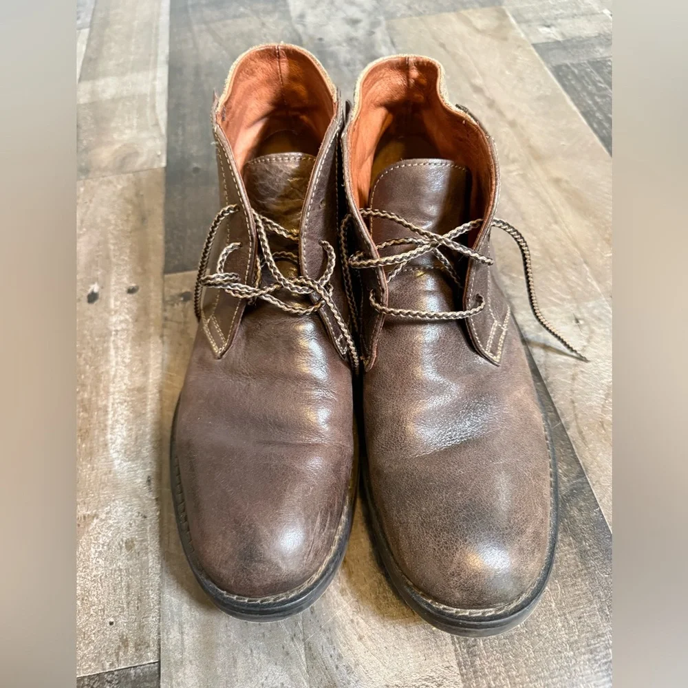 Johnston & Murphy Brown Leather Chukka Boots 8.5‎ Made Italy Lace Up Distressed